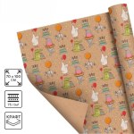 Бумага упаковочная крафтовая «Праздничные животные»