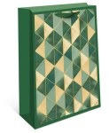 Пакет подарочный стандарт плюс Зеленый узор, треугольники