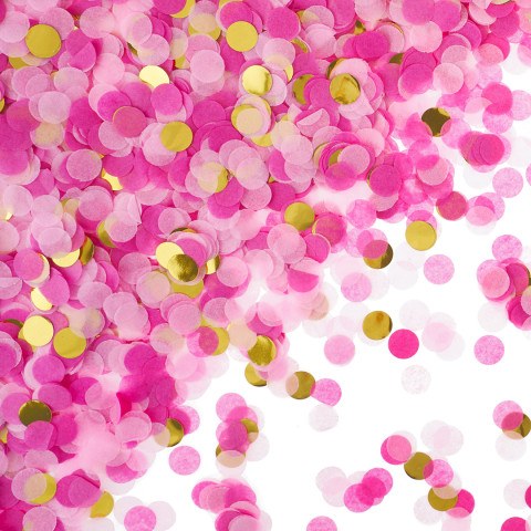 Конфетти Круг, фольга и тишью, Розовый микс, Металлик