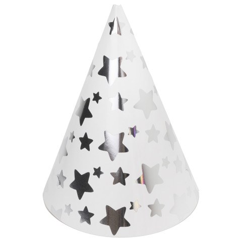 Колпаки, Звезды Микс, Белый/Серебро, Металлик