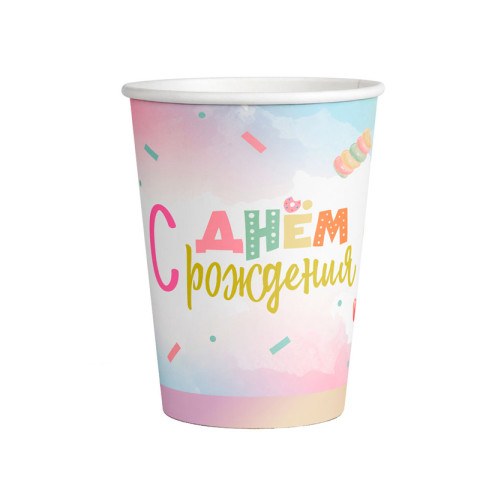Стаканы "С Днем Рождения" Маршмеллоу