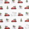 Бумага упаковочная глянцевая двухсторонняя Новогодние машины, белый/красный