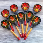 Аренда комплекта деревянных ложек (5 штук), ручная роспись Хохлома, Русский стиль