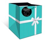 Пакет подарочный с широким дном стандарт плюс Белый бант, бирюза
