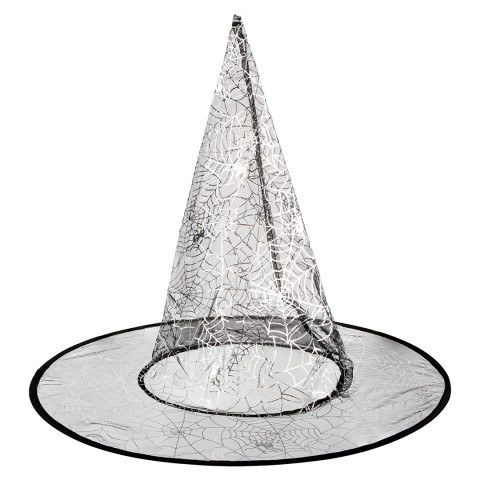 Шляпа Ведьмы, Паутинка и пауки, Черный/Прозрачный/Серебро