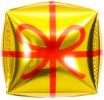 Куб 3D, Подарок, Золото/Красный