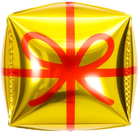 Куб 3D, Подарок, Золото/Красный