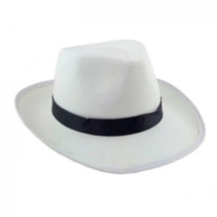 Шляпа "Гангстер" Белая с черной лентой