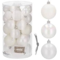Набор новогодних елочных шаров 3 дизайна Белые(матовый, глянец и блестящий)