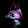 Неоновая вывеска на подложке Happy Birthday, двухцветная, Розовый/Голубой