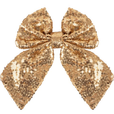 Декоративный бант Праздничные пайетки, Золото, с блестками