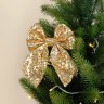 Декоративный бант Праздничные пайетки, Золото, с блестками