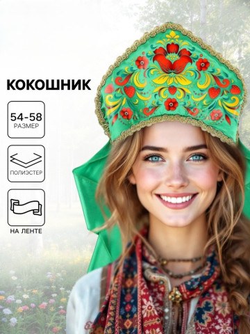 Кокошник «Хозяйка Медной горы», зелёный, Честный знак