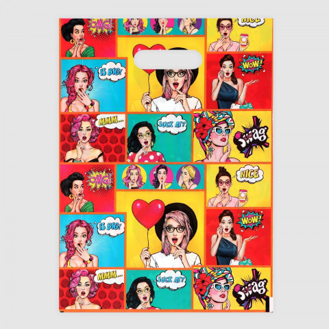 Пакет POP ART, полиэтиленовый с вырубной ручкой