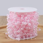 Бусы перламутровые диаметр 3 + 8 мм на бобине, Розовый