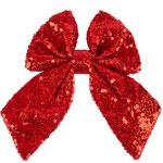 Декоративный бант Праздничные пайетки, Красный, с блестками
