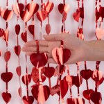 Занавес для фотозоны, дождик, Сердца Красный