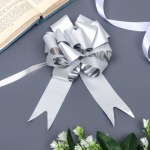 Бант шар Глянец/глиттер, ширина 5 см, серебро