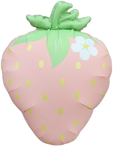 Фигура, Клубника с цветком, Розовый, Сатин