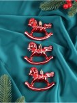Ёлочные игрушки «Зимнее волшебство. Лошадка-качалка» пластик, красный