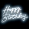 Неоновая вывеска на подложке Happy Birthday, Белый