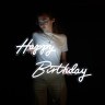 Неоновая вывеска на подложке Happy Birthday, Белый