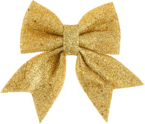 Декоративный бант Праздничный, Золото, с блестками