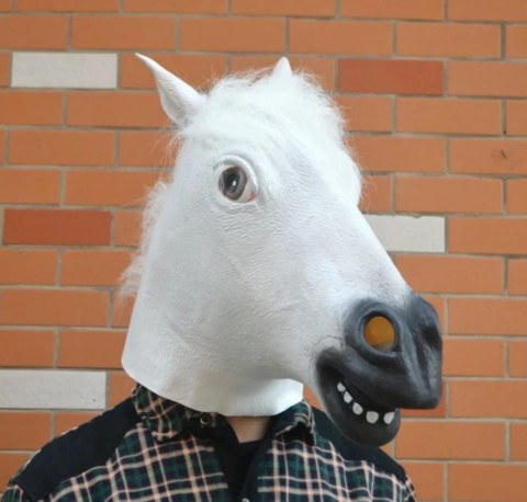 Маска латексная карнавальная Голова лошади, коня, Белый