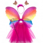 Набор (ободок, крылья, юбочка, волшебная палочка) Фея Бабочка, Радужный, с блестками