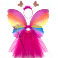 Набор (ободок, крылья, юбочка, волшебная палочка) Фея Бабочка, Радужный, с блестками