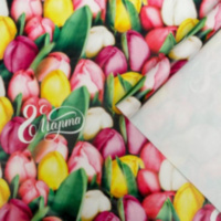 Бумага упаковочная глянцевая  «Тюльпаны с 8 марта»