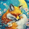 Конверт для днеге В День Рождения!, спящий лис, блестки, вырубка