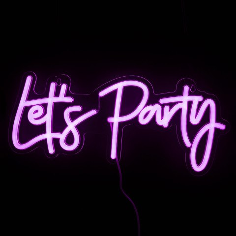 Неоновая надпись на подложке Let's Party, Розовый