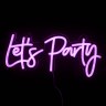 Неоновая надпись на подложке Let's Party, Розовый
