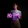 Неоновая надпись на подложке Let's Party, Розовый