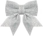 Декоративный бант Праздничный, Серебро, с блестками