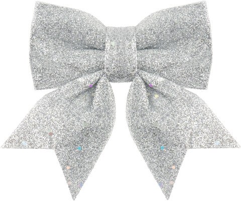 Декоративный бант Праздничный, Серебро, с блестками