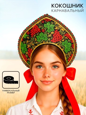 Кокошник карнавальный «Гроздья рябины» Русские узоры Честный знак