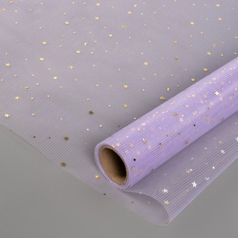 Фатин в рулоне Звездное сияние, Сиреневый, Металлик