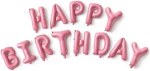 Набор шаров-букв Мини-Надпись "Happy Birthday", Розовый