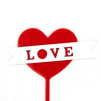 Топпер, Сердце, Love (белая лента), Красный