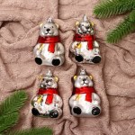 Ёлочная игрушка «Мишка в шарфике», серебро