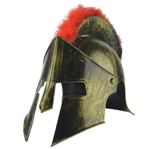 Шлем рыцаря с забралом, Бронза, красная опушка