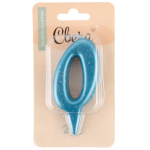 Распродажа Свеча Цифра Овал, Синий, с блестками