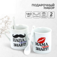 Подарочный набор «Мама и папа»: кружка 140 мл 2 шт, ложка 2 шт