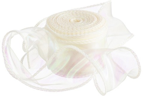 Лента декоративная органза с леской Кремовый перламутр, хамелеон