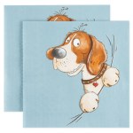 Сервировочные салфетки, Веселая собачка, голубой