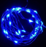 Новогодняя уличная Светодиодная гирлянда Нить Капли, Синий цвет Прозрачный провод