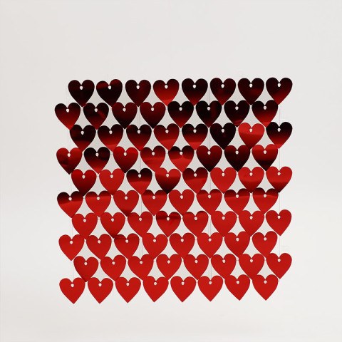 Декоративные панели с пайетками на прозрачной основе Сердца, Королевский красный ПОД ЗАКАЗ