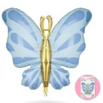 Фигура, Изящная бабочка, Голубой, Сатин